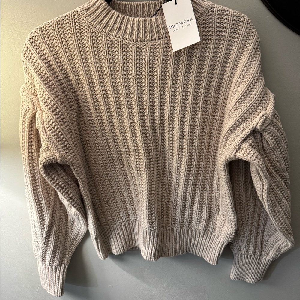 Promesa Women's Ribbed Knit Sweater in Cream